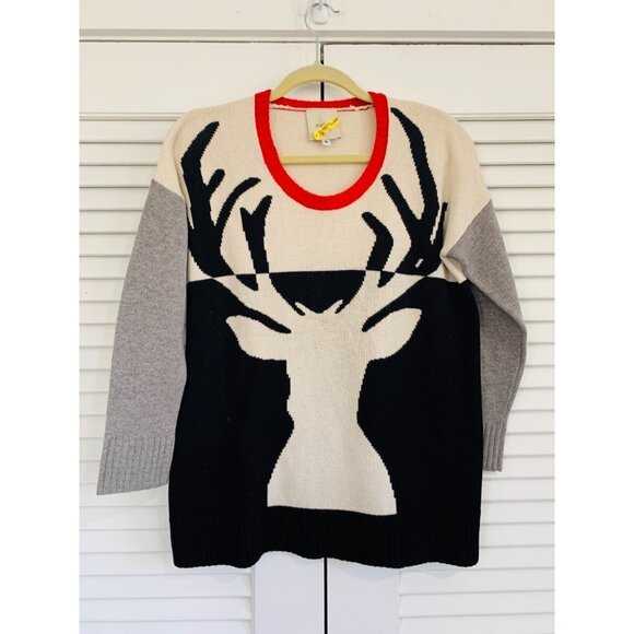 Michelle Mason Cashmere Wool Sweater Deer Pattern Size S - Picture 3 of 11